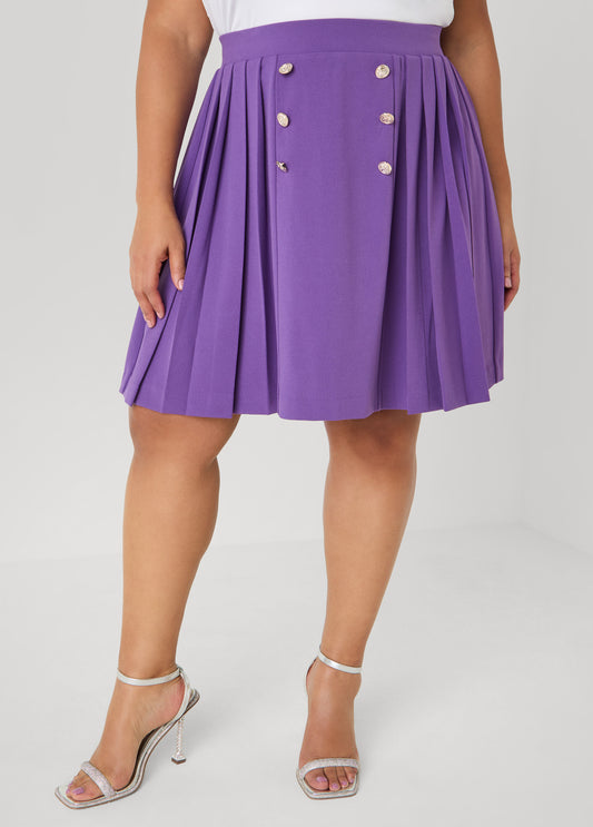 Plus Size Purple Pleated Skirt Plus Size Suit Jacket Matching Set