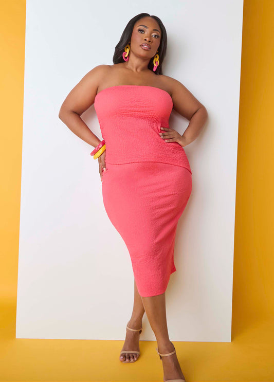 Plus Size Midi Pencil Skirt Trendy Summer Skirt Matching Set