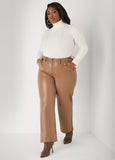 Faux Leather Straight Leg Trousers