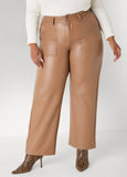 Plus Size Faux Leather Straight Leg Trousers