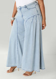 Pleated Wide Leg Chambray Pants