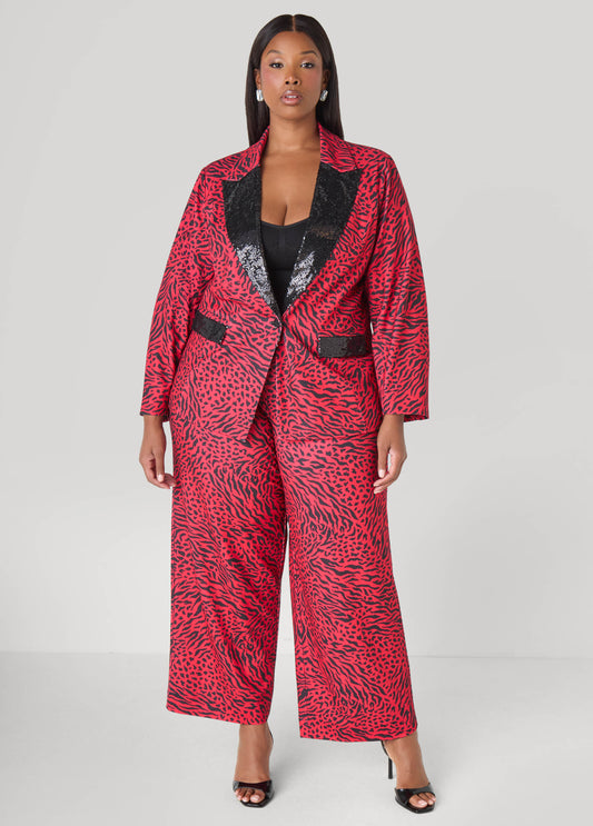 Sequined Animal Print Pants