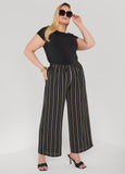 Textured Striped Wide Leg Pants