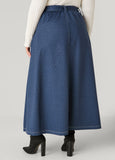 Denim Print Ponte Maxi Skirt
