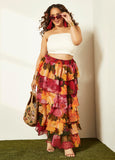 Tiered Floral Maxi Skirt