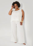 Linen Blend Wide Leg Pants