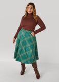 Plaid Faux Suede A Line Midi Skirt