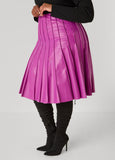 Pleated Faux Leather A Line Skirt
