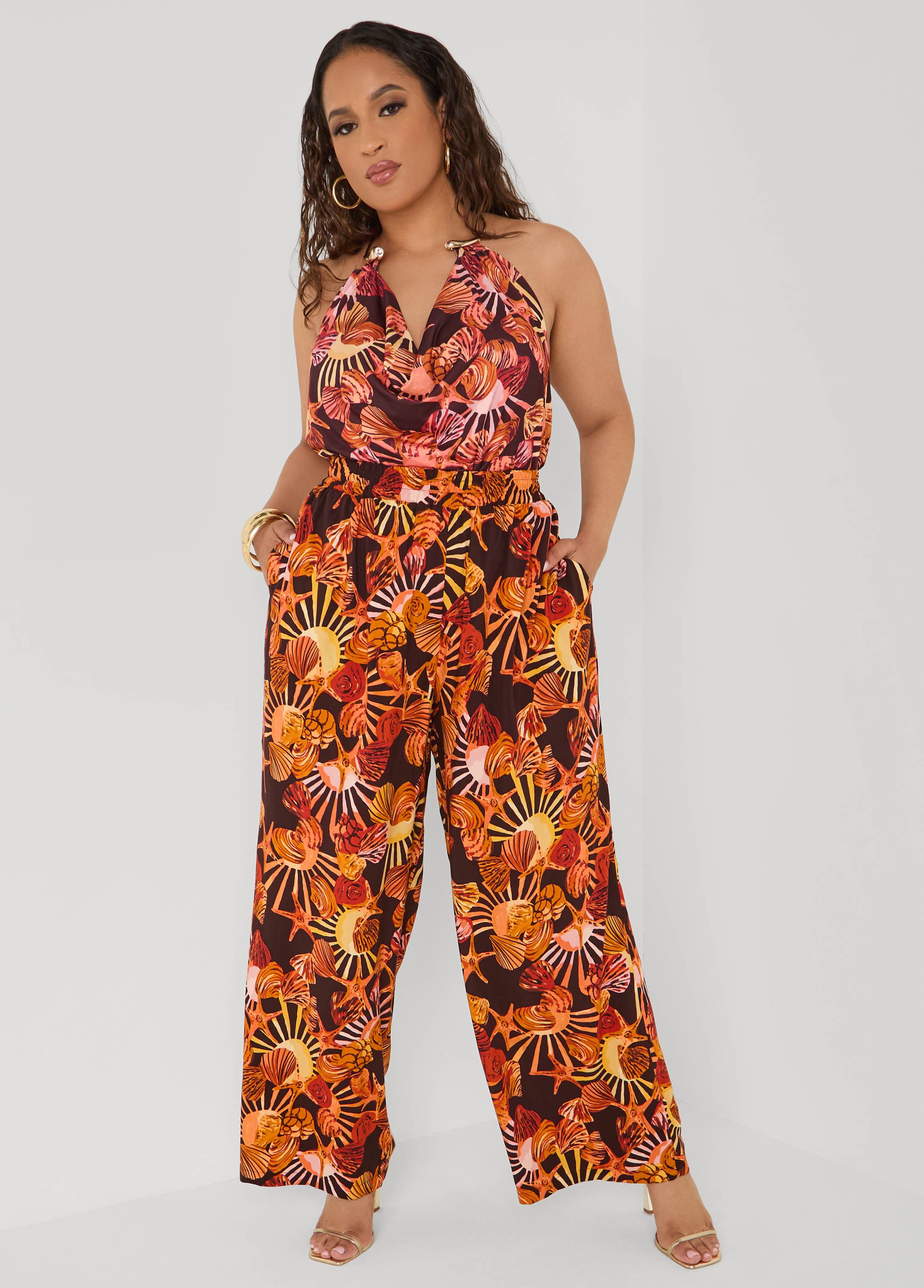 パンツ sheller big check BISHU pure wool skort Seashell Print Wide Leg Pants – Ashley Stewart