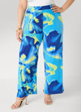 Tropical Print Wide Leg Pants
