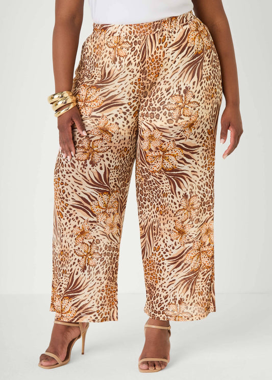 Animal Print Wide Leg Pants