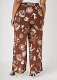 Beach Print Wide Leg Pants