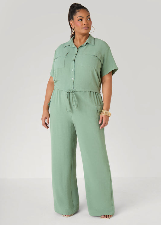 Plus Size Textured Wide Leg Pants Summer Trousers Matching Set