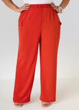 Textured Wide Leg Cargo Pants