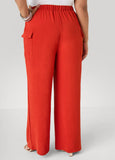 Textured Wide Leg Cargo Pants