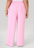 Textured Wide Leg Cargo Pants