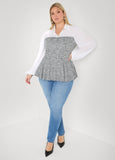 Paneled Boucle Peplum Top