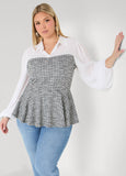 Paneled Boucle Peplum Top