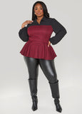 Paneled Boucle Peplum Top