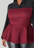 Paneled Boucle Peplum Top