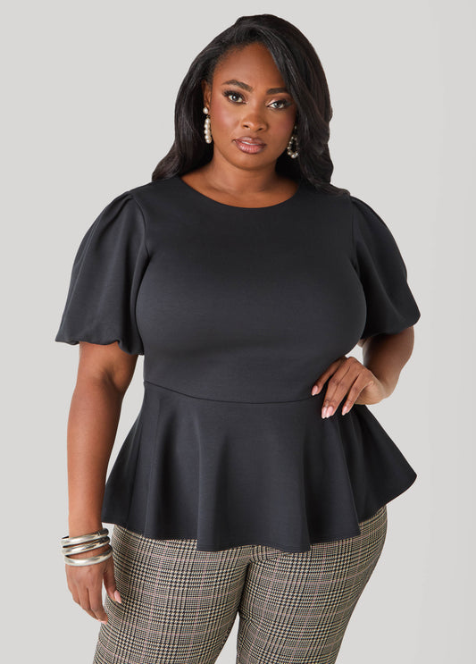 Puff Sleeve Peplum Top