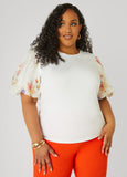 Plus Size Floral Print Paneled Jersey Top