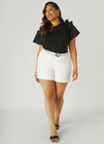 Ruffled Poplin Paneled Tee