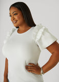 Ruffled Poplin Paneled Tee