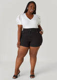 Puff Sleeve Paneled V Neck Tee
