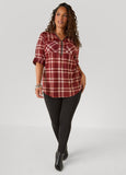 Zip Front Plaid Top
