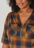 Plaid Zip Front Top