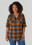 Plaid Zip Front Top