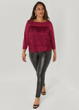 Fringed Stretch Knit Top