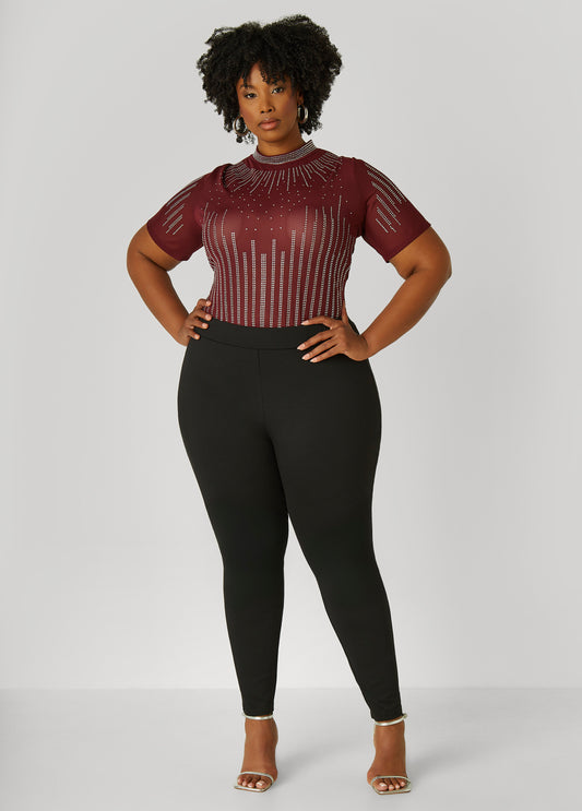 Plus Size Crystal Mesh Bodysuit