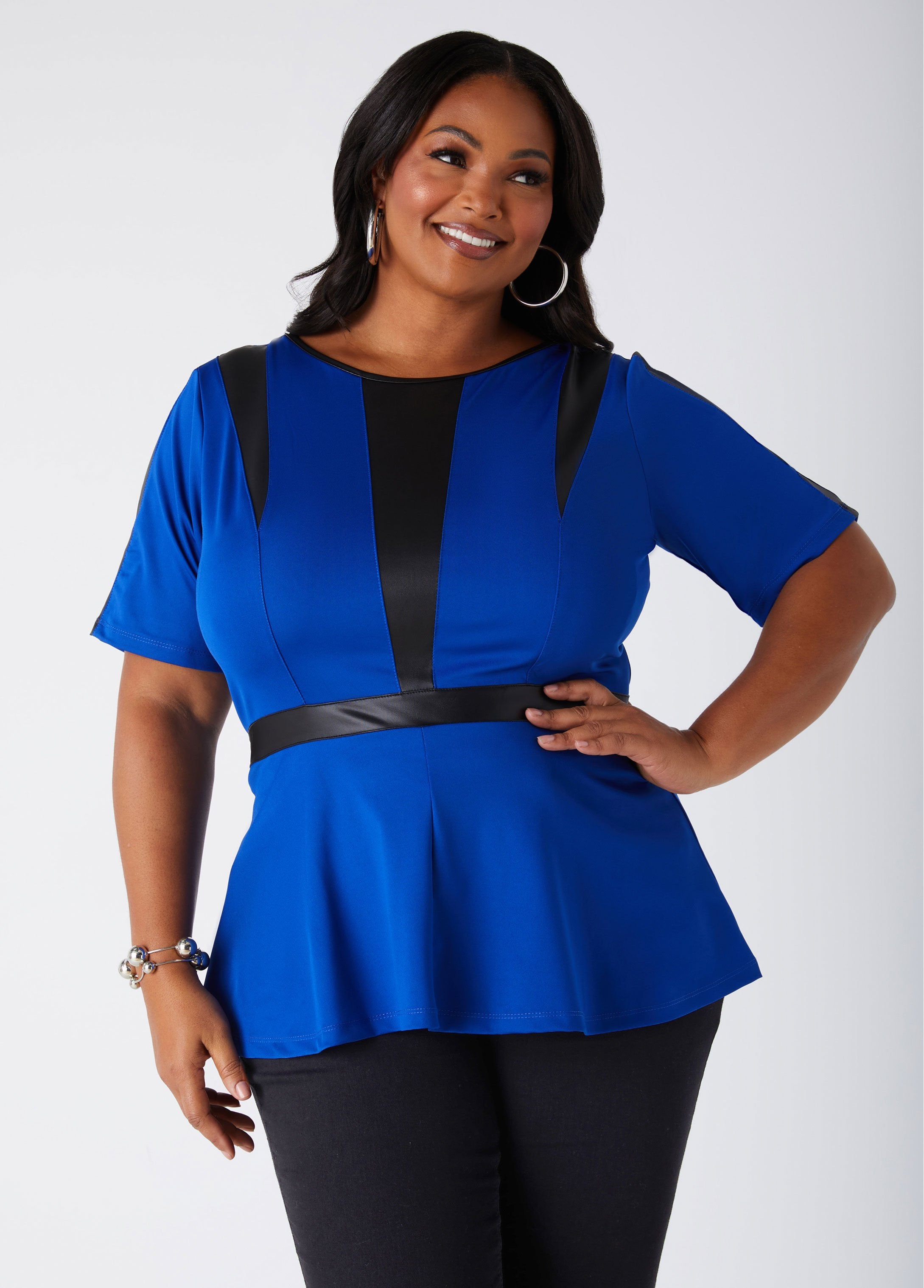 plus size leather peplum top