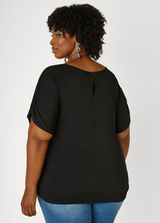 Ruched Stretch Knit Top
