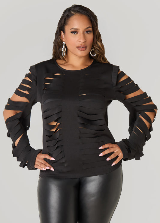 Plus Size Laser Cut Scuba Top