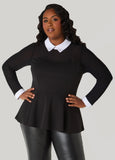 Plus Size Mesh Paneled Peplum Top