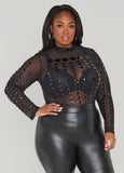 Plus Size Embellished Mesh Top