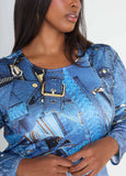 Denim Print Top