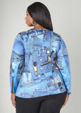 Denim Print Top