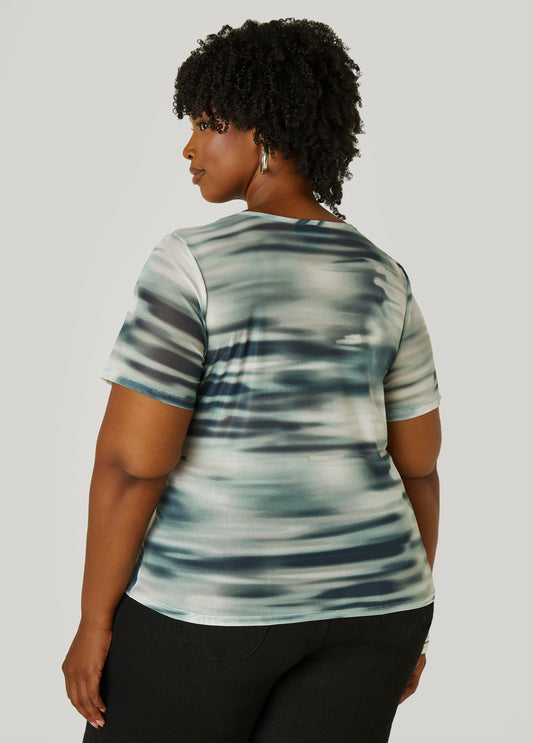 Abstract Print Mesh Tee