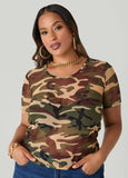 Plus Size Camo Mesh Tee