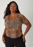 Plus Size Cheetah Mesh Tee