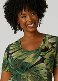 Tropical Print Mesh Tee