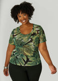 Plus Size Tropical Print Mesh Tee