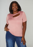 Plus Size Cutout Stretch Knit Top
