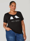 Plus Size Hey Boo Crystal Graphic Tee