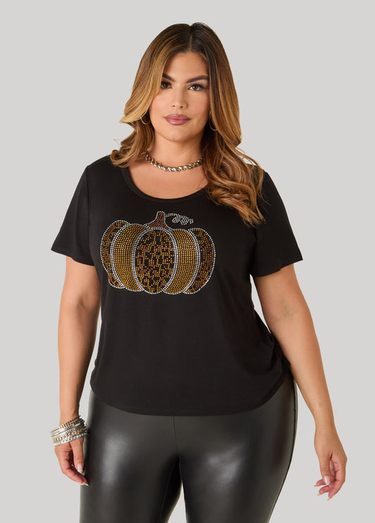 Leopard Pumpkin Crystal Tee