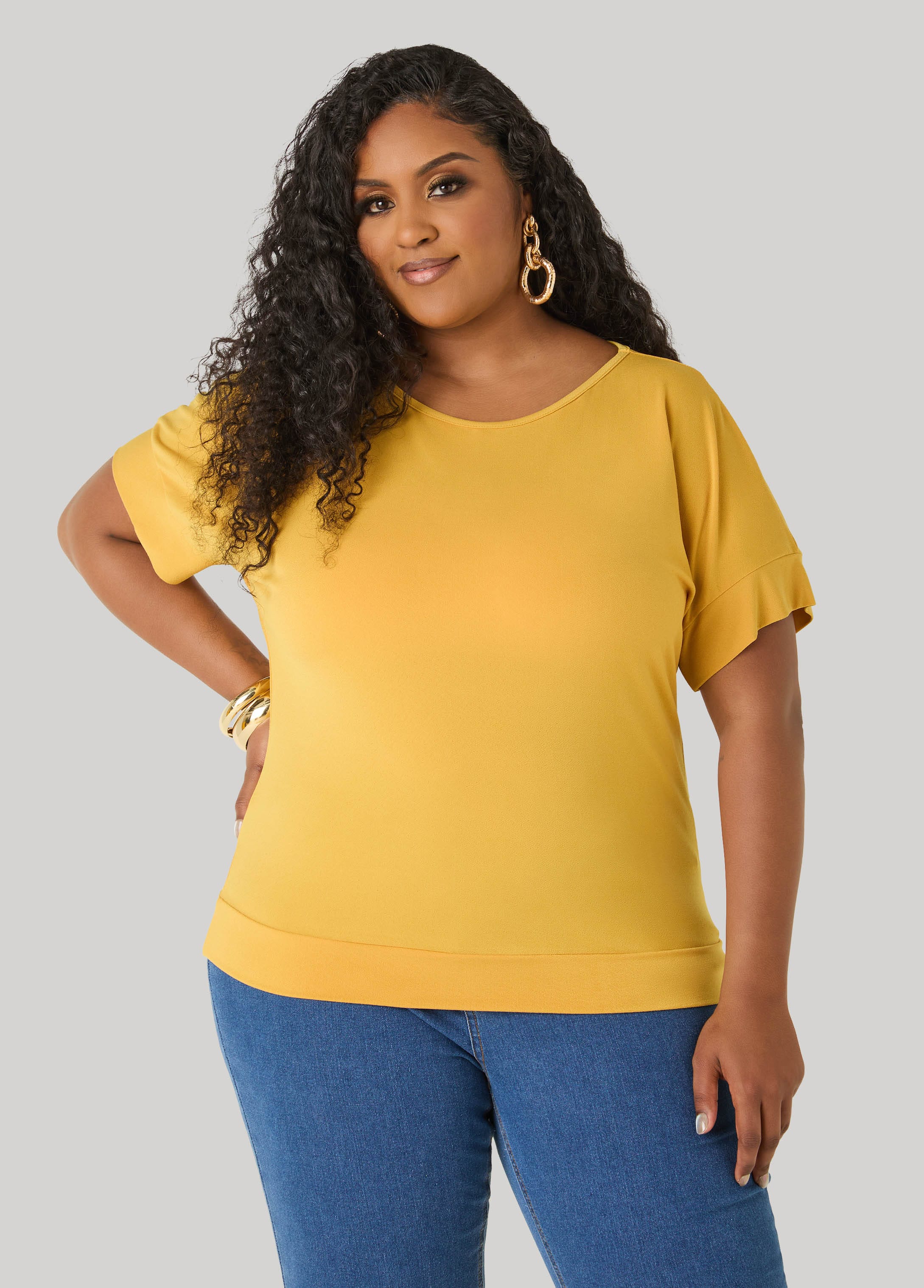Dolman Sleeved Stretch Crepe Top – Ashley Stewart